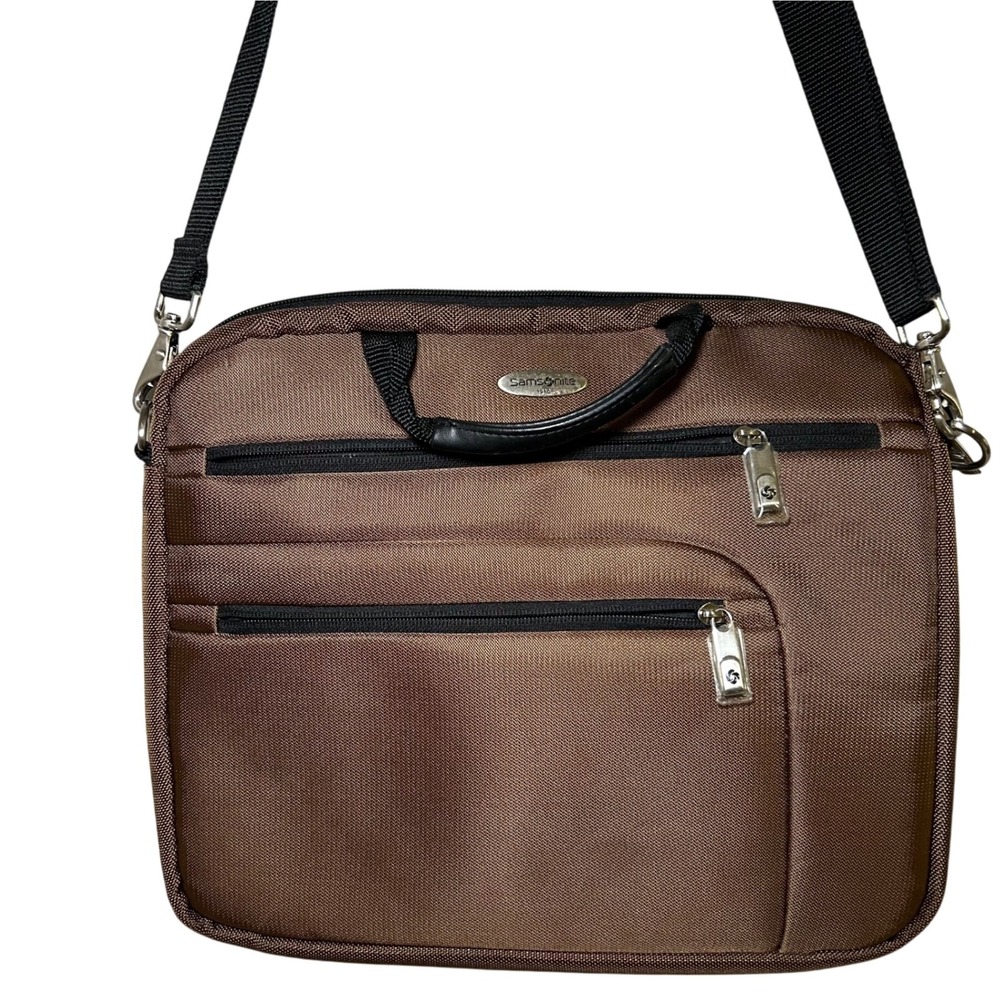 Samsonite Laptop Briefcase Messenger Bag Brown Adjustable Strap office travel